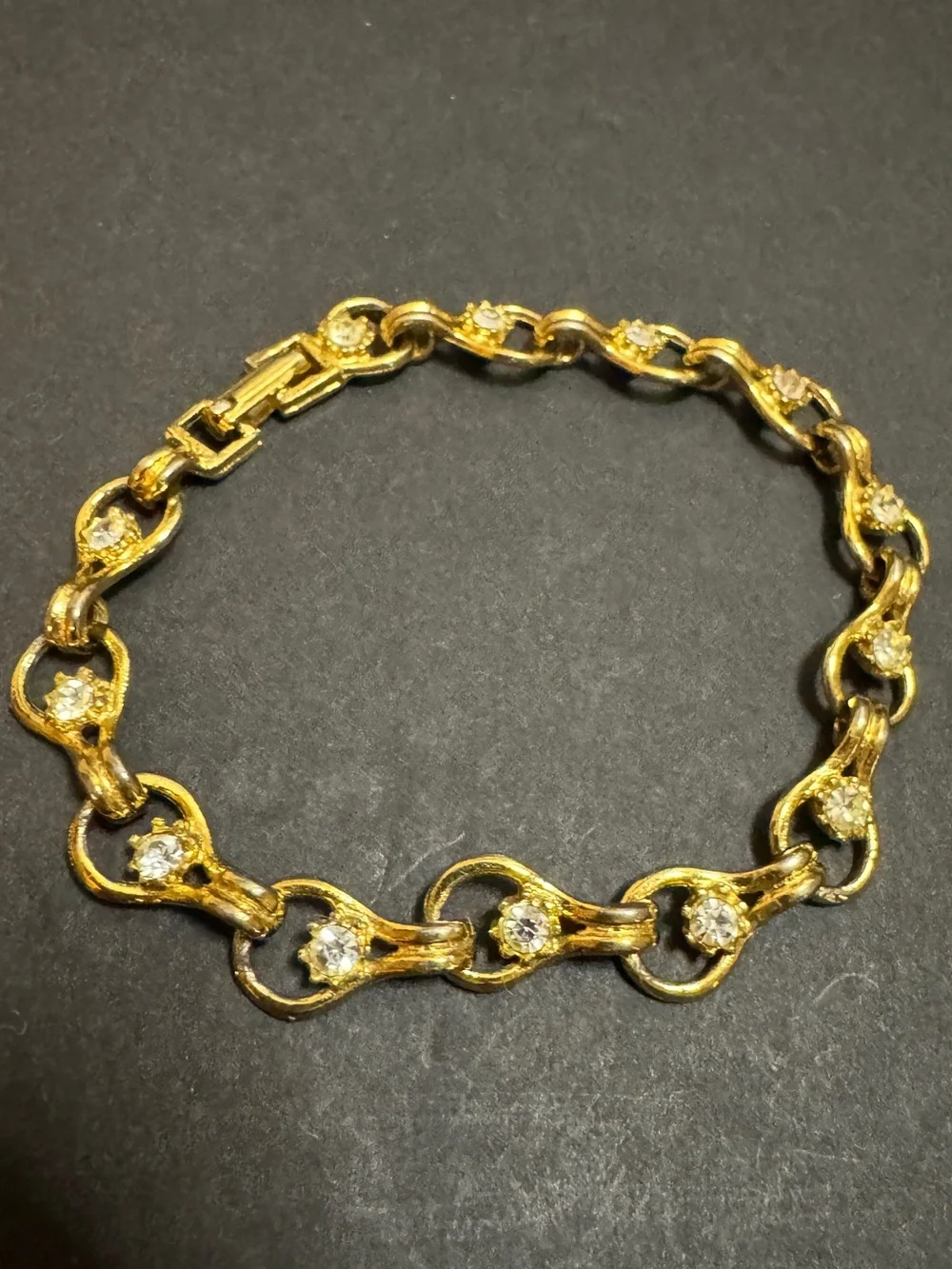 Classic Gold-Tone Crystal and Rhinestone Link Bracelet